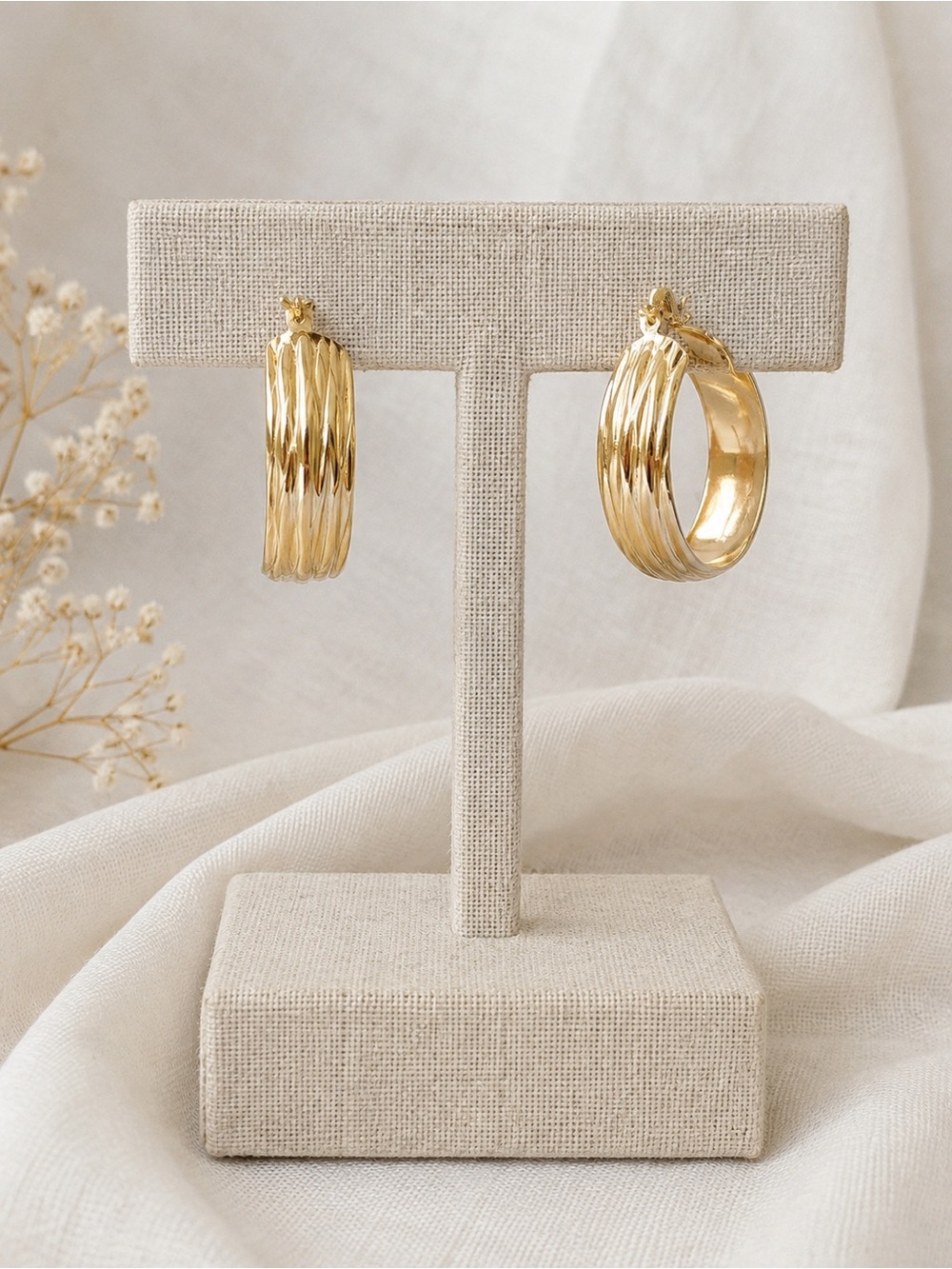 Neiman Marcus Gold-Tone Twisted Hoop Earrings